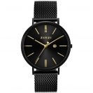 ZINZI Retro Watch Black and Gold Colored Dial Black Stainless Steel Case and Mesh Strap 38mm  ZIW449M