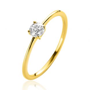 ZINZI 14K Gold Ring Square White Zirconia 4mm ZGR385