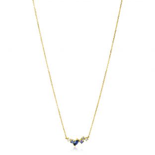 ZINZI 14K Gold Necklace Fine White Light Blue and Dark Blue Zirconias 45cm ZGC381