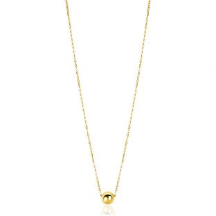 ZINZI Gold 14 carat gold link necklace with elegant smooth bead of 6mm, 42-45cm ZGC505
