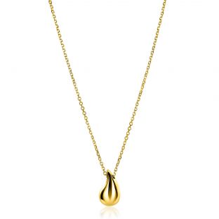 ZINZI gold plated silver jasseron necklace 42-45cm with organically shaped pendant 18mm ZIC2636G