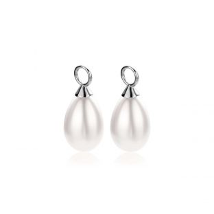 15mm ZINZI Sterling Silver Earrings Pendants Pearl White in Pear-shape ZICH355W (excl. hoop earrings)