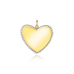 19mm ZINZI 14K Gold Pendant Shiny Heart with White Gold Pearls ZGH364-19 (excl. necklace)