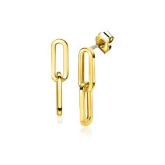 25mm ZINZI 14K Gold Stud Earrings 2 Trendy Paperclip Chains ZGO360