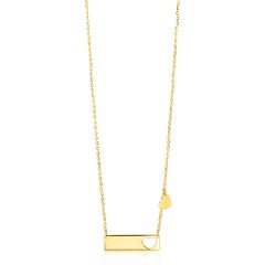 ZINZI Gold 14 krt gouden collier 45cm met plaatje glad 20mm en hartje ZGC351