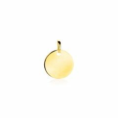 12mm ZINZI Gold 14 krt gouden hanger met trendy glanzend rond plaatje van 12mm ZGH397-12