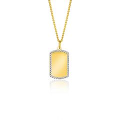 14mm ZINZI 14K Gold Engravable Flat Bar with White Gold Pearls ZGH365-14 (excl. necklace)