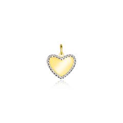 10mm ZINZI Gold 14 krt gouden hanger met glanzend hartje van 10mm en met chique witgouden parelrand ZGH364-10 (zonder collier)