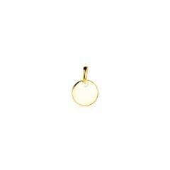 8mm ZINZI Gold 14 krt gouden hanger met trendy glanzend rond plaatje van 8mm ZGH397-8
