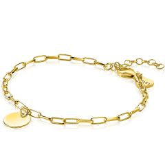 ZINZI Gold Plated Sterling Silver Paperclip Chain Bracelet with Round Coin ZIA2166G