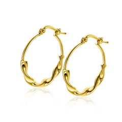 27mm ZINZI Gold Plated Sterling Silver Hoop Earrings with a Trendy Combination of a Smooth and Twisted Tube 27x3mm ZIO2482G