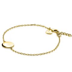 ZINZI Gold Plated Sterling Silver Bracelet with Round Plate 15mm for Engraving 17-20cm ZIA2345G