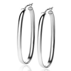 49mm ZINZI Sterling Silver Hoop Earrings Oval 49x4mm ZIO2165