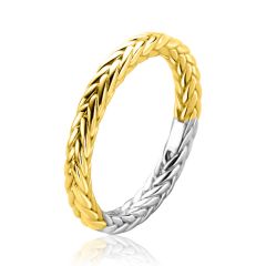 ZINZI gold plated zilveren ring met sierlijk gevlochten touweffect 2,6mm breed ZIR2553G
