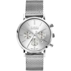 ZINZI Watch CHRONOGRAPH 34mm Silver Colored Dial with Date and Chronometers Stainless Steel Case and Mesh Strap 18mm ZIW1502