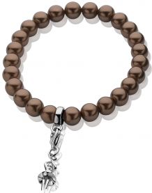 ZINZI Stretch Bracelet One-size Brown Pearls for Charms CH-A20B