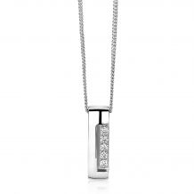 Mart Visser by ZINZI zilveren ketting met strakke rechte hanger glad wit 45cm MVC17
