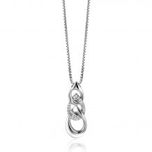 45cm ZINZI silver Venetian chain including pendant with three open pear-shaped links 30mm, set with white zirconias by Dutch Designer Mart Visser MVC24