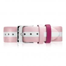 ZINZI Retro Pink White Striped Leather Strap 18mm RETBAND37