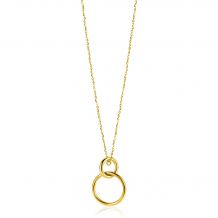 ZINZI Gold 14 krt gouden anker ketting 42-45cm met trendy hanger (26mm) met verbonden open ronde vormen ZGC446
