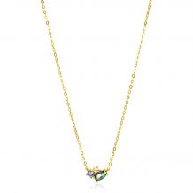 ZINZI 14K Gold Necklace Fine Green Blue and Champagne Zirconias 45cm ZGC379