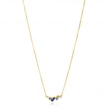 ZINZI 14K Gold Necklace Fine White Light Blue and Dark Blue Zirconias 45cm ZGC381