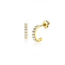 8mm ZINZI 14K Gold Half Hoop Earrings White Zirconias ZGO458