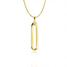 ZINZI Gold 14 krt gouden hanger 26mm met lange trendy paperclip-schakel ZGH358