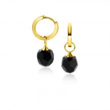 ZINZI 14K Gold Earrings Pendants Black Beads 8mm ZGCH144Z (excl. hoop earrings)