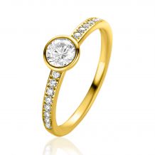 "ZINZI 14K Gold Ring White Zirconias ZGR463"