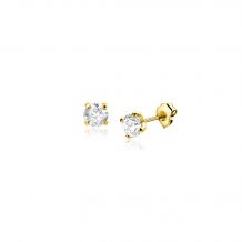 3mm ZINZI 14K Gold Stud Earrings White Zirconia in Prong Setting ZGO475