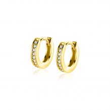 11mm ZINZI 14K Gold Hoop Earrings White Zirconias Square Tube 11 x 2,1mm ZGO427Z