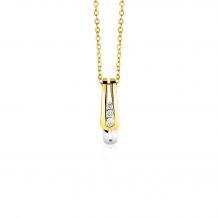 ZINZI Gold 14 karaat gouden bicolor hanger 15mm met 3 diamanten totaal 0,065crt ZGH53 (zonder collier)