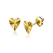 5mm ZINZI 14K Gold Stud Earrings Heart with Sun Rays ZGO340