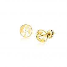 6,5mm ZINZI 14K Gold Stud Earrings World Map ZGO474