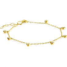 ZINZI Gold 14 krt gouden armband met zeven ronde hangertjes, bezet met witte zirconia's 15,5-18,5cm ZGA451
