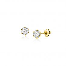 4mm ZINZI 14K Gold Stud Earrings White Zirconia ZGO455