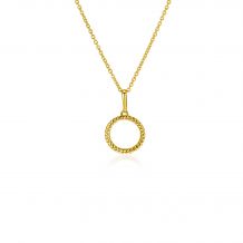 ZINZI Gold 14 krt gouden hanger met open ronde vorm 10mm, met gedraaide buis ZGH400 (zonder collier)