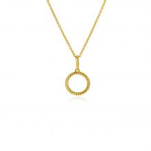 ZINZI Gold 14 krt gouden hanger met open ronde vorm 10mm, met gedraaide buis ZGH400 (zonder collier)