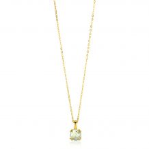 ZINZI Gold 14 krt gouden ketting 45cm met chique vierkante hanger 12 mm, bezet met lichtgroen amethist ZGC376