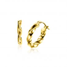 16mm ZINZI 14K Gold Hoop Earrings Twisted Tube 3mm width ZGO332