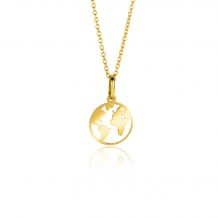 15mm ZINZI 14K Gold Pendant World Map ZGH474 (excl. necklace)