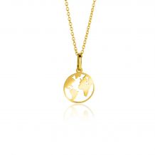 15mm ZINZI Gold 14 krt gouden hanger met wereldkaart ZGH474 (zonder ketting)
