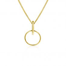 ZINZI Gold 14 krt gouden hanger 18mm met open ronde vorm en trendy staafje als hangoog ZGH404