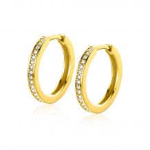 17mm ZINZI 14K Gold Hoop Earrings White Zirconias Square Tube 17 x 2,1mm ZGO430Z