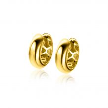 14mm ZINZI Gold 14 krt gouden oorringen brede ronde buis 5mm, met luxe klapsluiting ZGO436