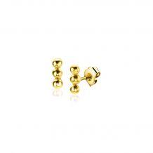 4mm ZINZI 14K Gold Stud Earrings 3 Small Beads ZGO414