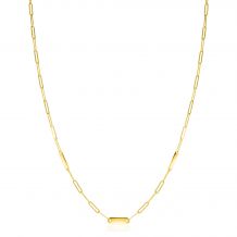 ZINZI 14K Gold Paperclip Chain Necklace 3 Small Bars 45cm ZGC443