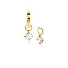 ZINZI Gold 14 krt gouden oorbedels bezet met witte zirconia 6mm in chatonzetting ZGCH423 (zonder oorringen)