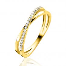 ZINZI 14K Gold Crossover Ring White Zirconias ZGR469